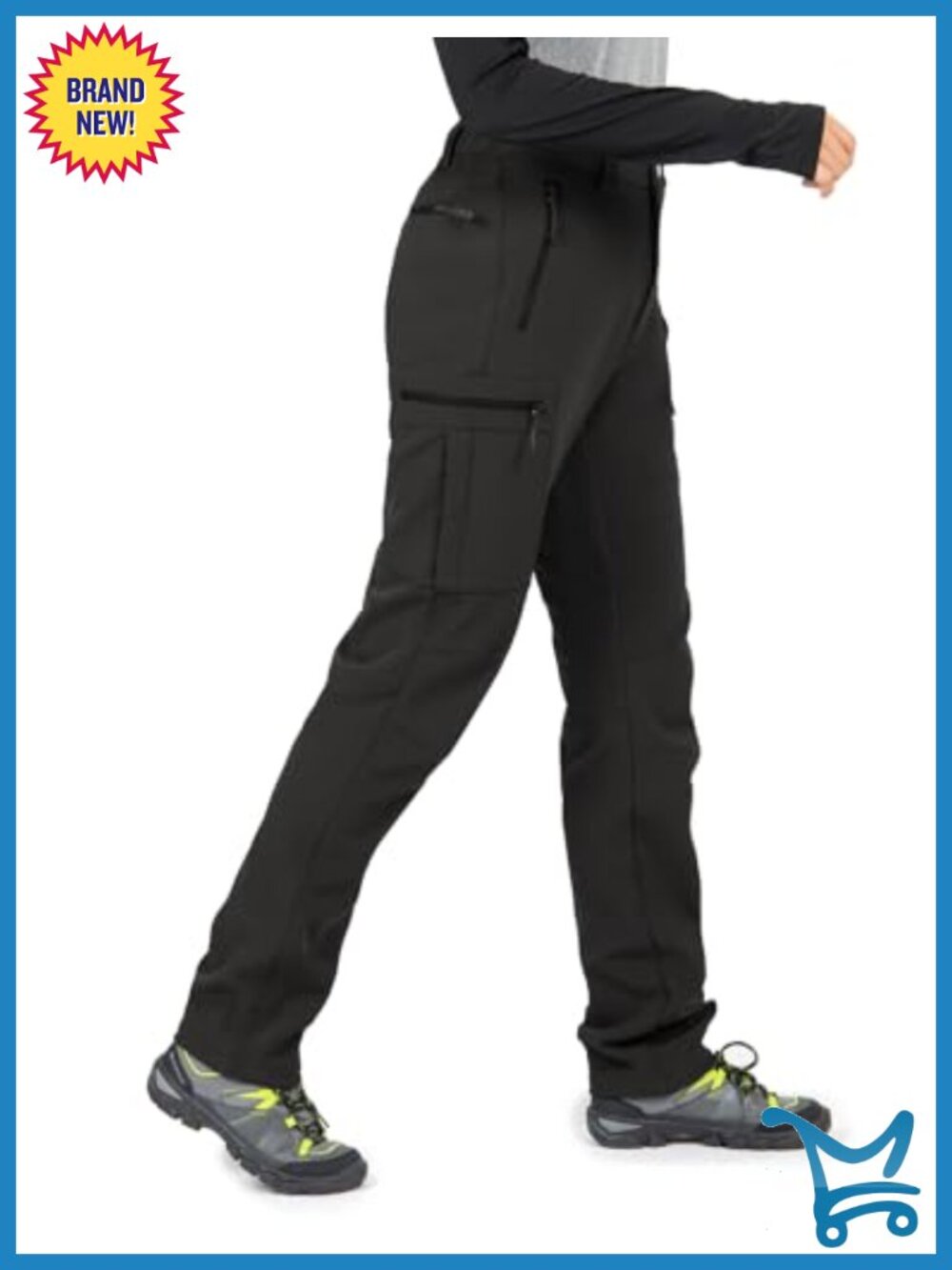 Fleece-Lined Water Resistant Windproof Hiking Snow Ski Cargo Pants